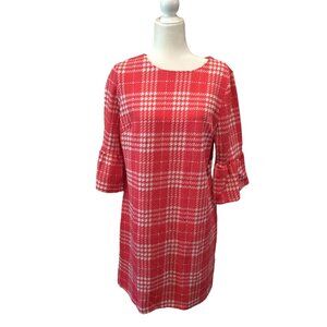 Violet B Pink & White Plaid Dress With Ruffled Sleeves Large